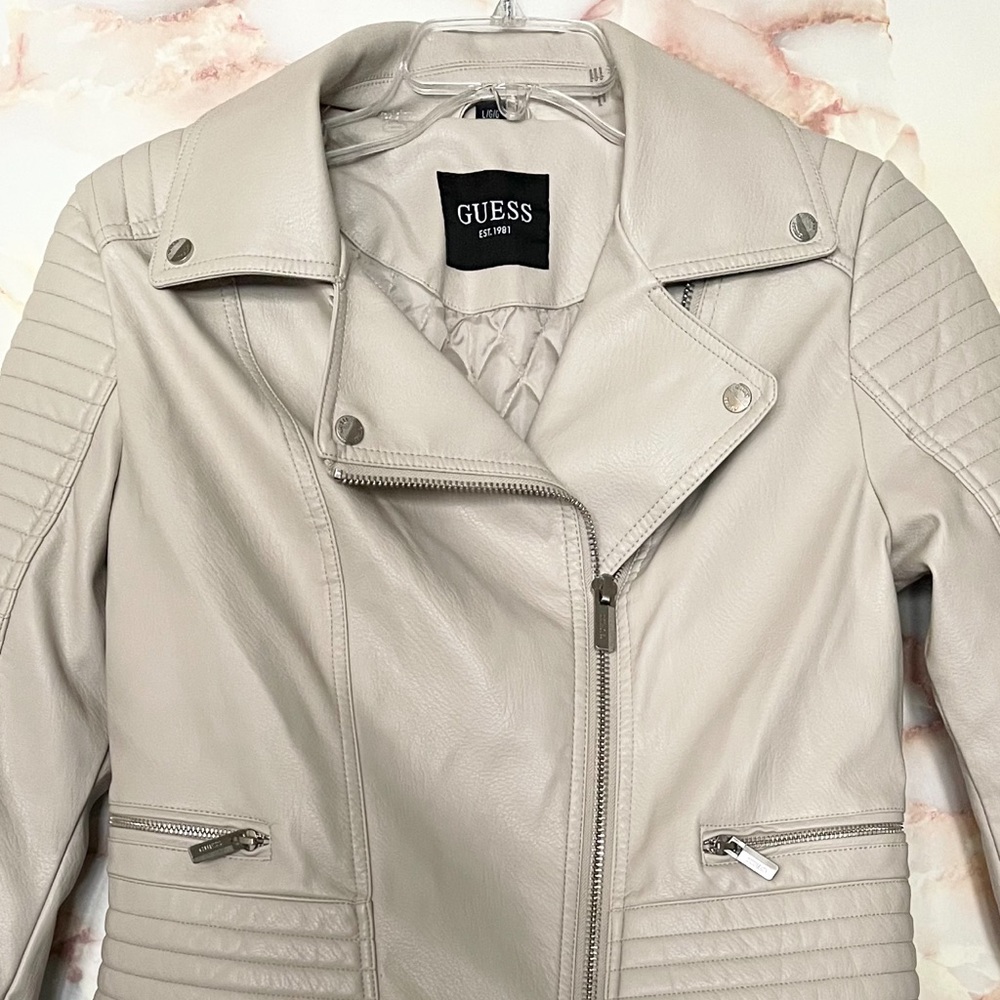 Guess moto faux leather jacket Size L